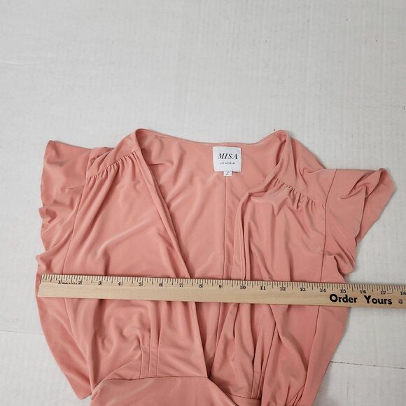 Misa Los Angeles Irina Wrap Maxi‎ Dress Small Pink Draped Formal Belted Ruffle - Picture 11 of 11